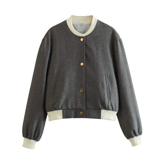 Damen modische Bomberjacke mit kontrastierenden Details EB