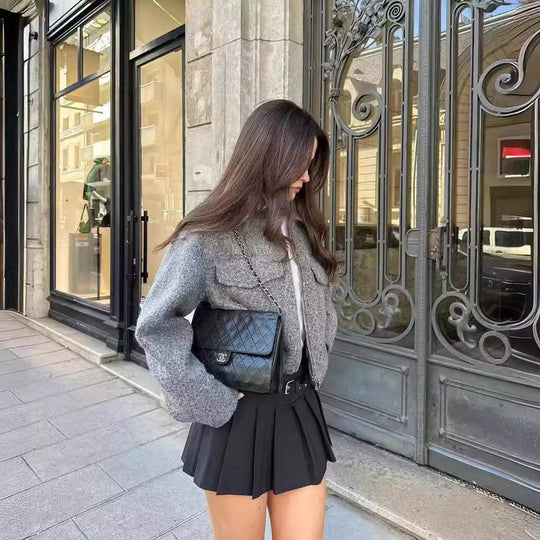 Damen modische cropped Wolljacke EB
