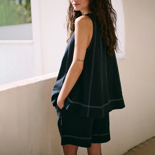 Damen lässiges Top und Shorts Set mit weitem Schnitt EB