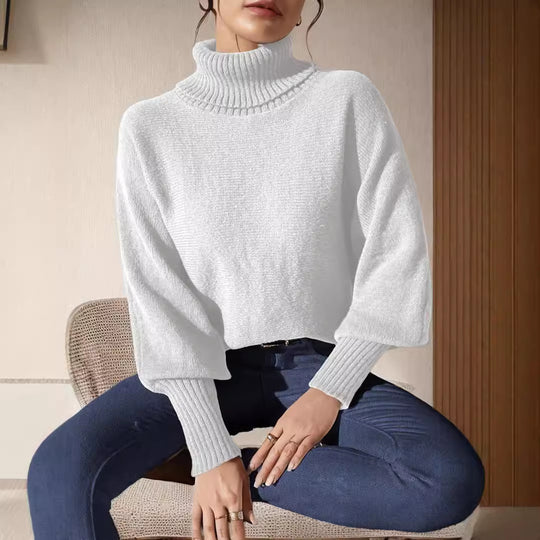 Damen modischer Rollkragenpullover mit lässigem Schnitt und strukturiertem Maschenmuster EB