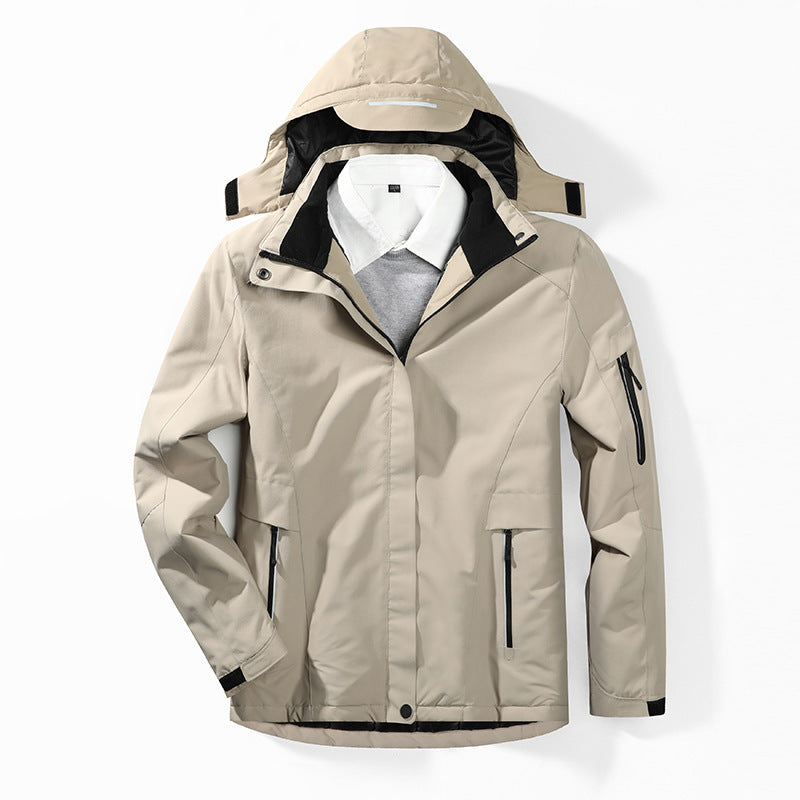 Herren Camouflage Regenjacke mit Kapuze und verstärkten Reißverschlusstaschen EB