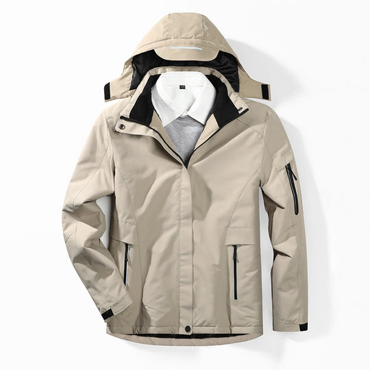 Herren Camouflage Regenjacke mit Kapuze und verstärkten Reißverschlusstaschen EB