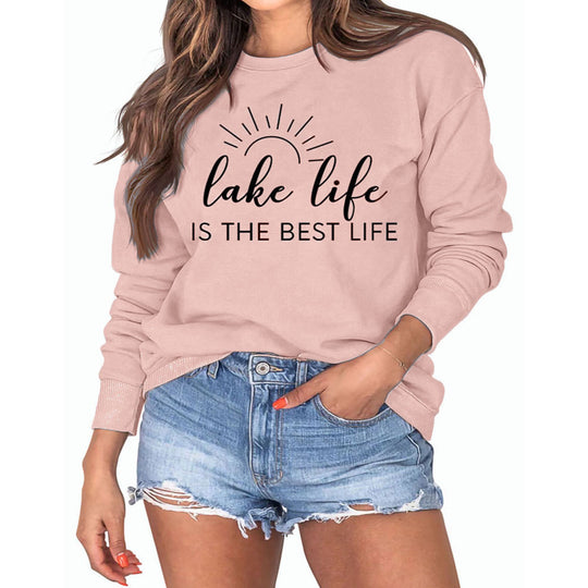 Damen Sweatshirt mit kreativem Druck und lässiger Passform EB