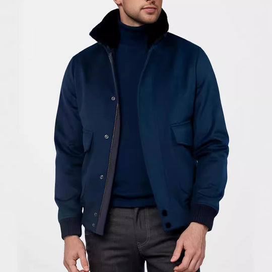 Herren stilvolle Übergangsjacke mit weichem Kragen und praktischen Eingrifftaschen EB
