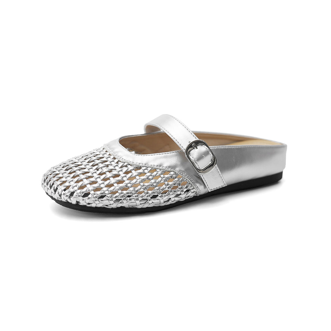 Damen Mokassins mit dekorativem Flecht-Design und verstellbarem Riemen EB