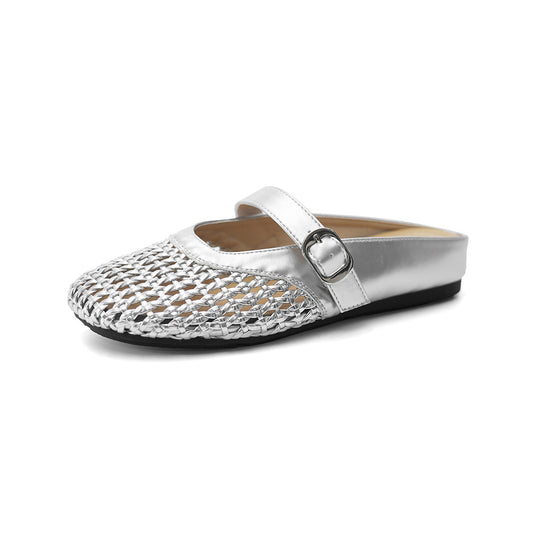 Damen Mokassins mit dekorativem Flecht-Design und verstellbarem Riemen EB