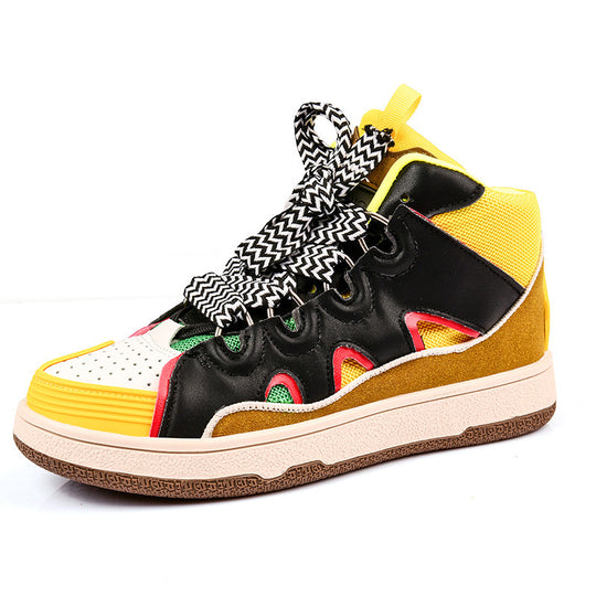 Damen Sportliche High-Top Sneakers mit innovativem Mehrfarbigem Schnürsystem EB