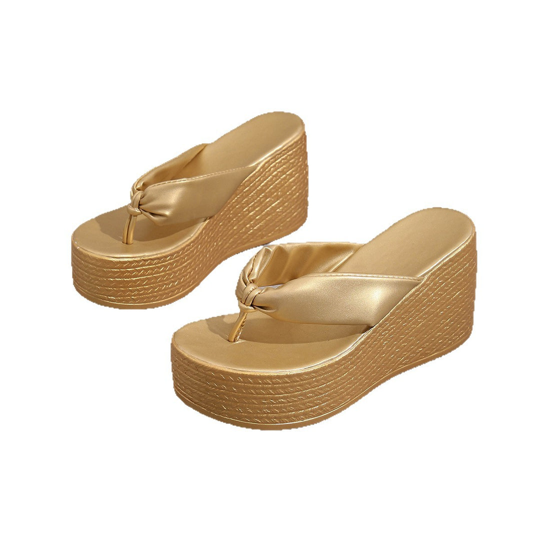 Damen Wedge-Zehentrenner mit eleganter Knotenapplikation EB