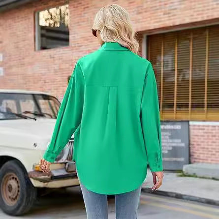 Damen Lockeres Hemd mit geknöpfter Front und Elegantem Schnitt EB