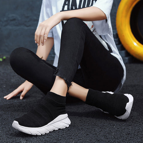 Damen Sportliche High-Top Sneakers mit elastischem Obermaterial EB