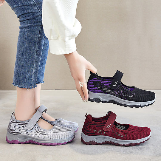 Damen Atmungsaktive Slip-On Sportschuhe mit verstellbarem Klettverschluss EB