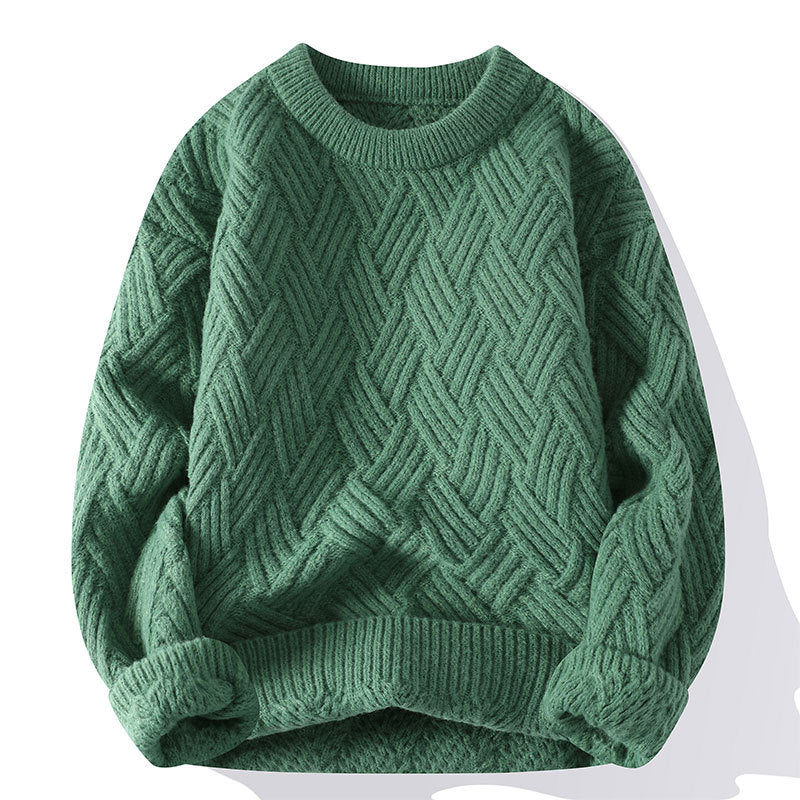 Damen nan grobgestrickter Oversize-Pullover mit Zopfmuster und elastischem Rippbund EB