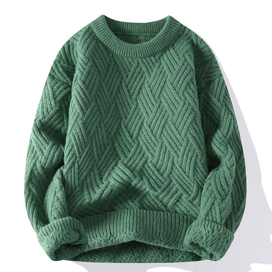 Damen nan grobgestrickter Oversize-Pullover mit Zopfmuster und elastischem Rippbund EB