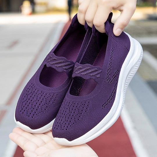 Damen Slip-On Fitnessschuhe mit atmungsaktivem Obermaterial und elastischem Design EB