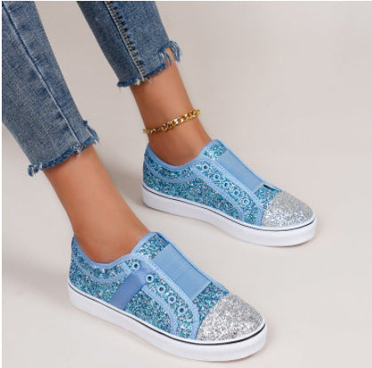 Damen Glitzernde Sneakers mit elastischem Riemensystem EB