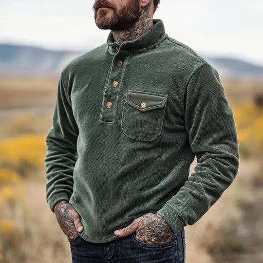 Herren Fleece-Hemd mit Knopfleiste und Brusttasche EB