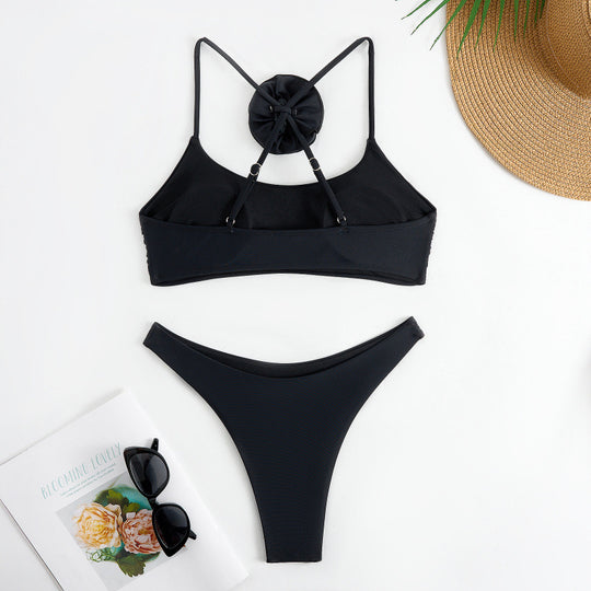 Damen Bikini-Set mit floralem Detail und hohem Beinausschnitt EB