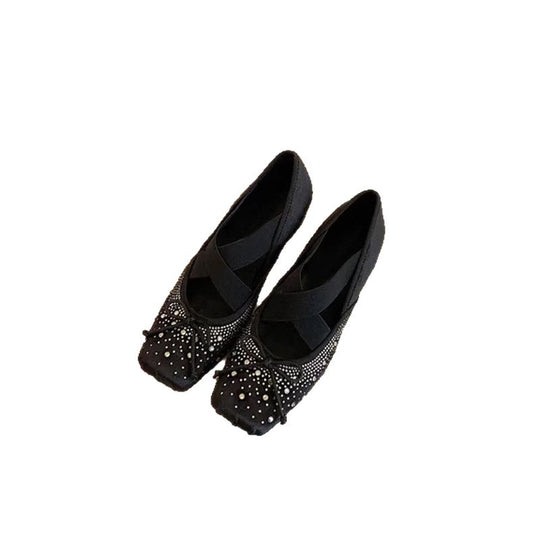 Damen elegante Ballerina-Schuhe mit außergewöhnlicher Strassverzierung EB