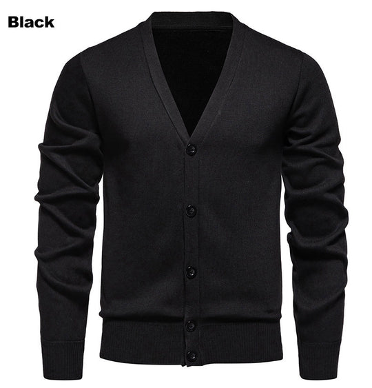 Herren kuschelige Strickjacke mit V-Ausschnitt und Knopfleiste EB