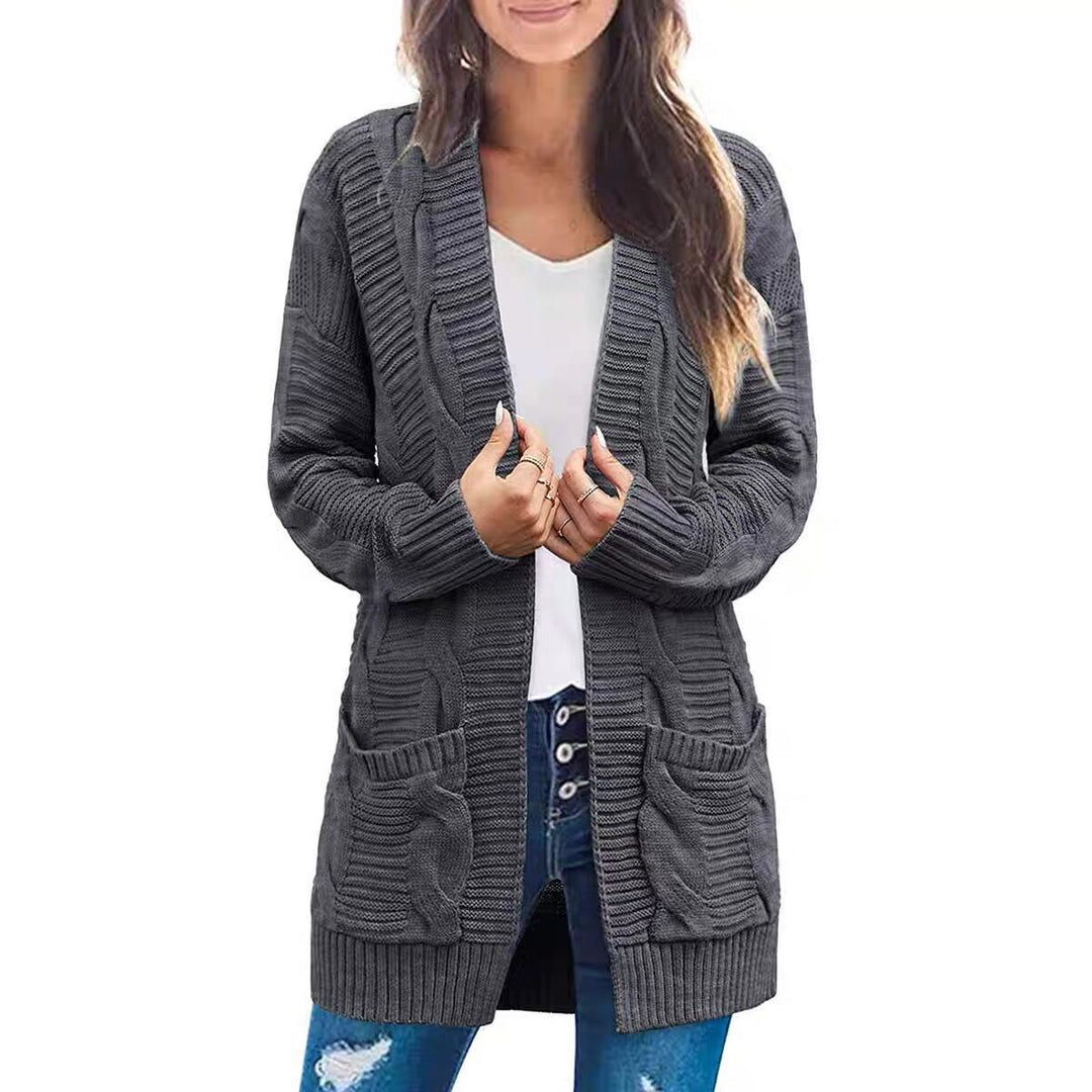 Damen Strickjacke Mit Tiefen Taschen und Strukturiertem Design EB