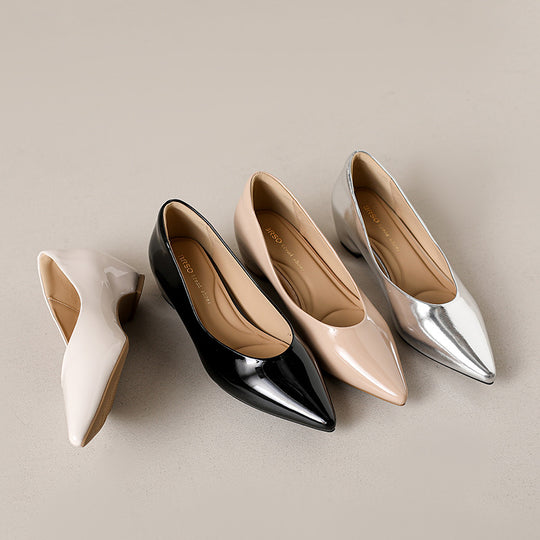 Damen elegante spitze Pumps mit metallic Oberfläche EB