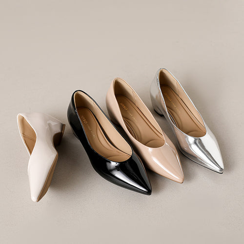 Damen elegante spitze Pumps mit metallic Oberfläche EB
