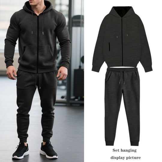 Herren nan zweiteiliges Performance Fleece Jogginganzug-Set mit Kapuzenjacke, verdecktem Reißverschluss und tapered Jogginghose EB