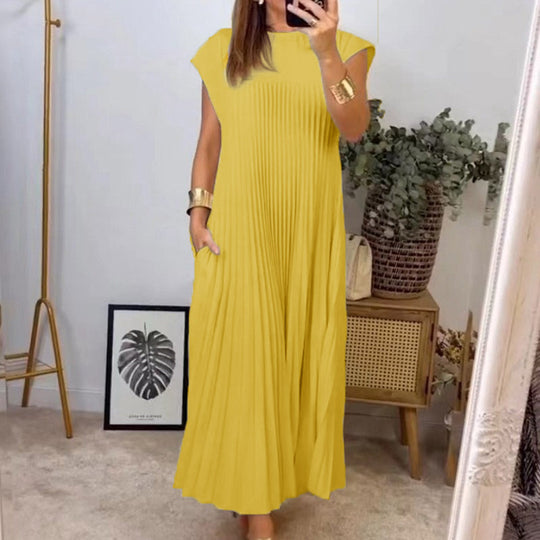 Damen Maxikleid mit plissiertem Design EB
