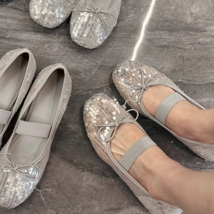 Damen elegante Ballettschuhe mit Pailletten EB