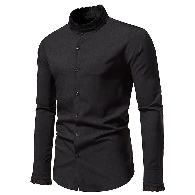 Herren Elegantes Langarmhemd mit Rüschendetails EB