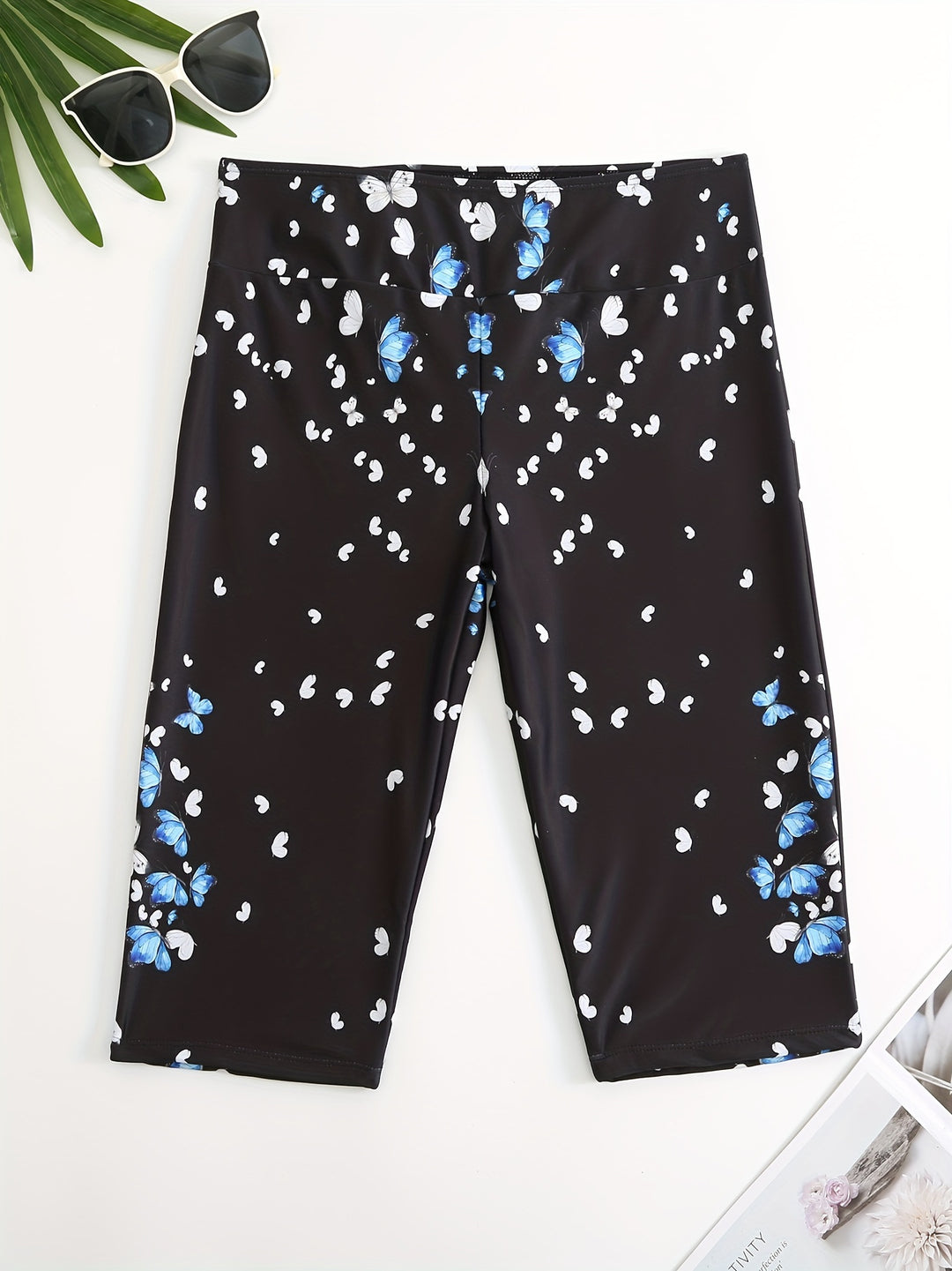 Damen Sportliche Badeshorts mit Blumendesign EB