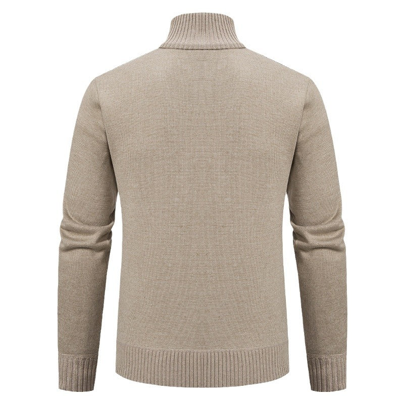 Herren Strickjacke mit modernem Zopfmuster und hohem Stehkragen EB