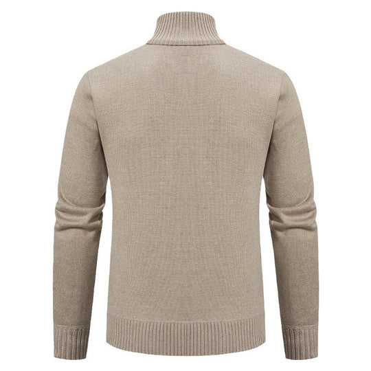Herren Strickjacke mit modernem Zopfmuster und hohem Stehkragen EB