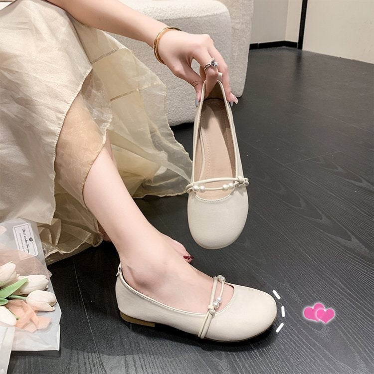Damen Ballerinas mit elegantem Perlenschmuck EB