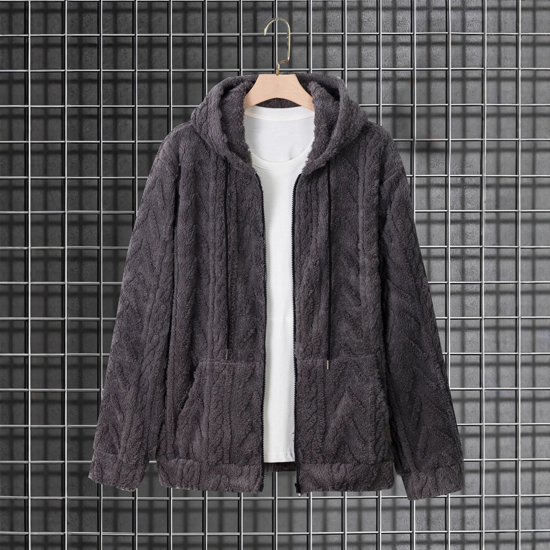 Herren nan kuschelige Kapuzenjacke aus Teddyfleece mit durchgehendem Reißverschluss und Kängurutaschen EB