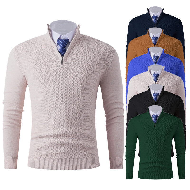 Herren Strickpullover mit modernem Stehkragen und strukturiertem Design EB