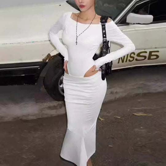 Damen Elegantes Langarmoberteil mit asymmetrischem Schnitt und modischem Design EB