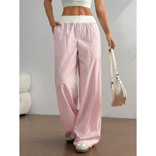 Damen lässige Palazzo-Hose mit breitem Bund EB