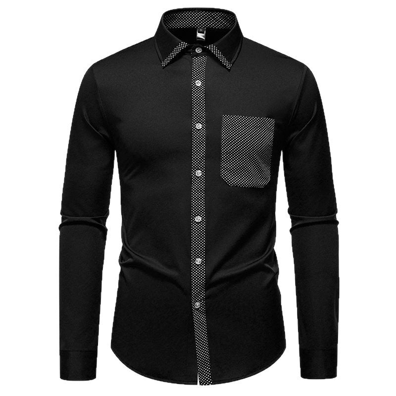 Herren Langarmhemd mit kontrastierendem Kragen und modischer Brusttasche EB