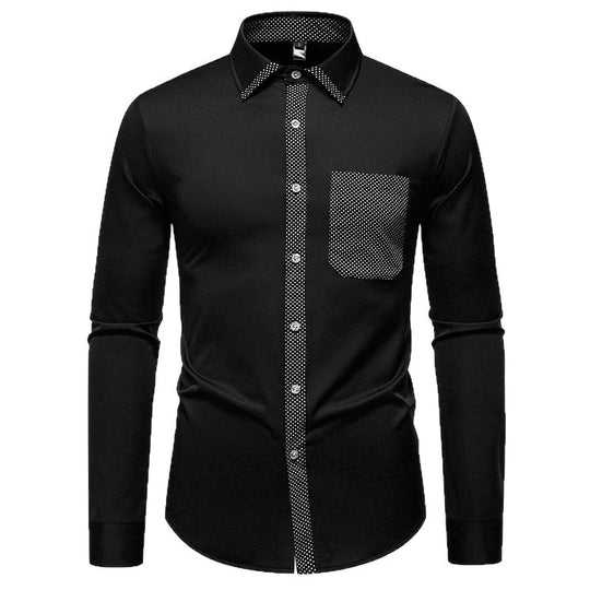 Herren Langarmhemd mit kontrastierendem Kragen und modischer Brusttasche EB