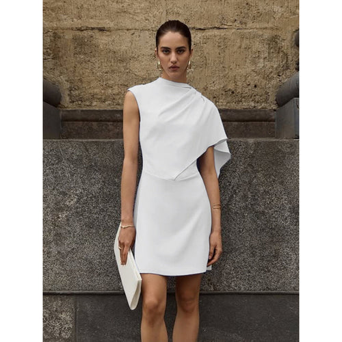 Damen elegantes Wickelkleid mit asymmetrischem Saum und raffinierter Drapierung EB