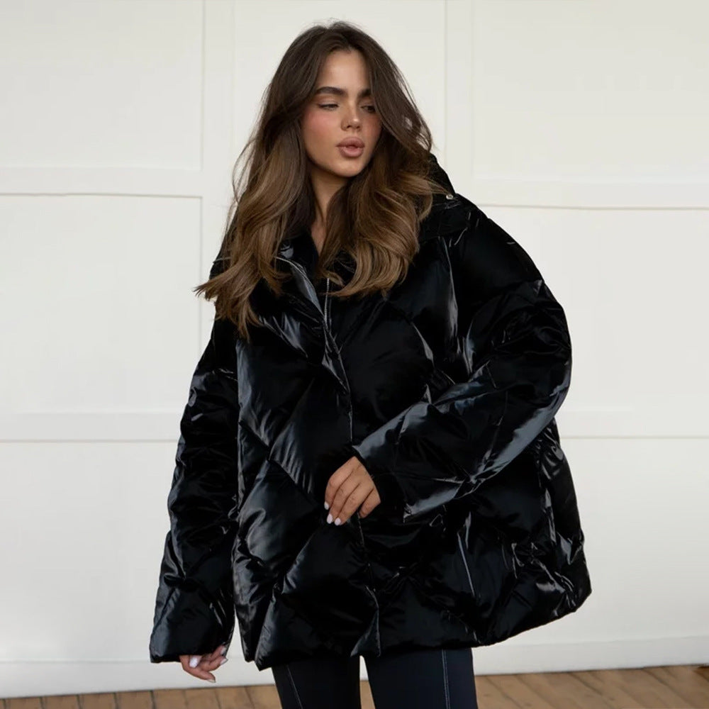 Damen gepolsterte Steppjacke mit hohem Kragen und praktischen Taschen EB