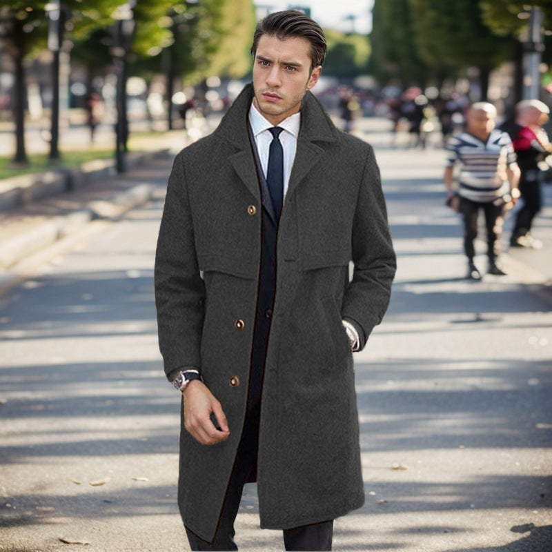 Herren urbaner Wollmantel mit asymmetrischem Schnitt EB