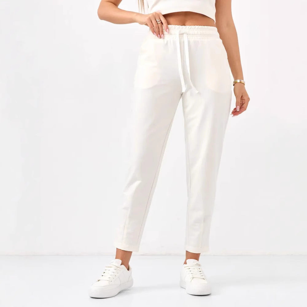 Damen Elegante Jogginghose mit Kordelzug und schmalem Schnitt EB
