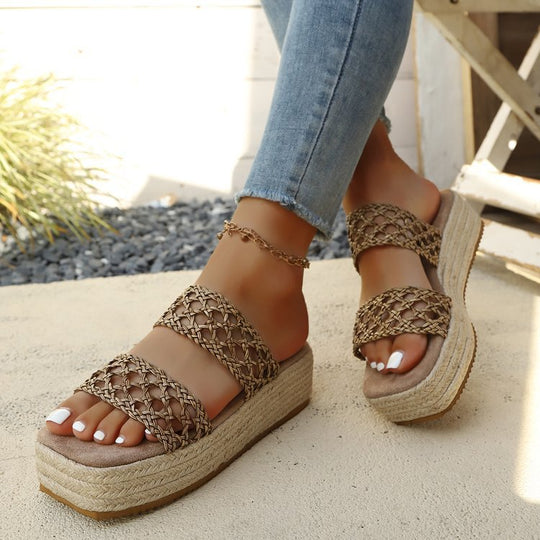 Damen Komfortable und geflochtene Wedge-Sandalen EB