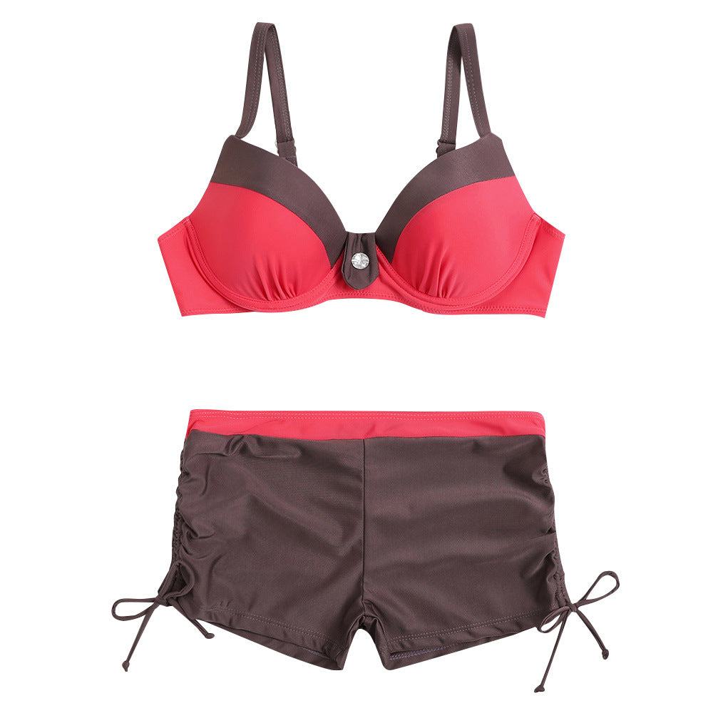 Damen Sportlicher Bikini mit elegantem Bustier und hochgeschnittenen Shorts EB