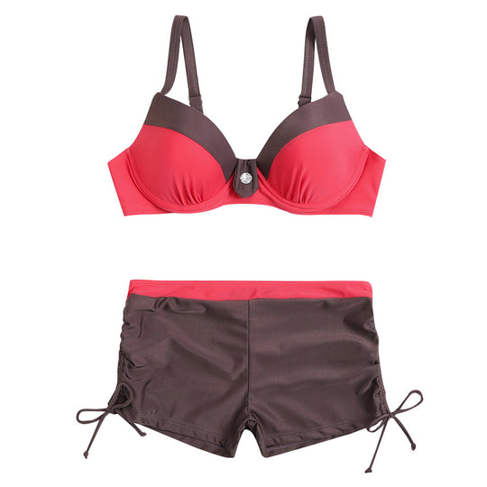 Damen Sportlicher Bikini mit elegantem Bustier und hochgeschnittenen Shorts EB