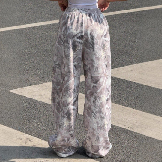 Damen Weitgeschnittene Print-Hose mit elastischem Bund EB