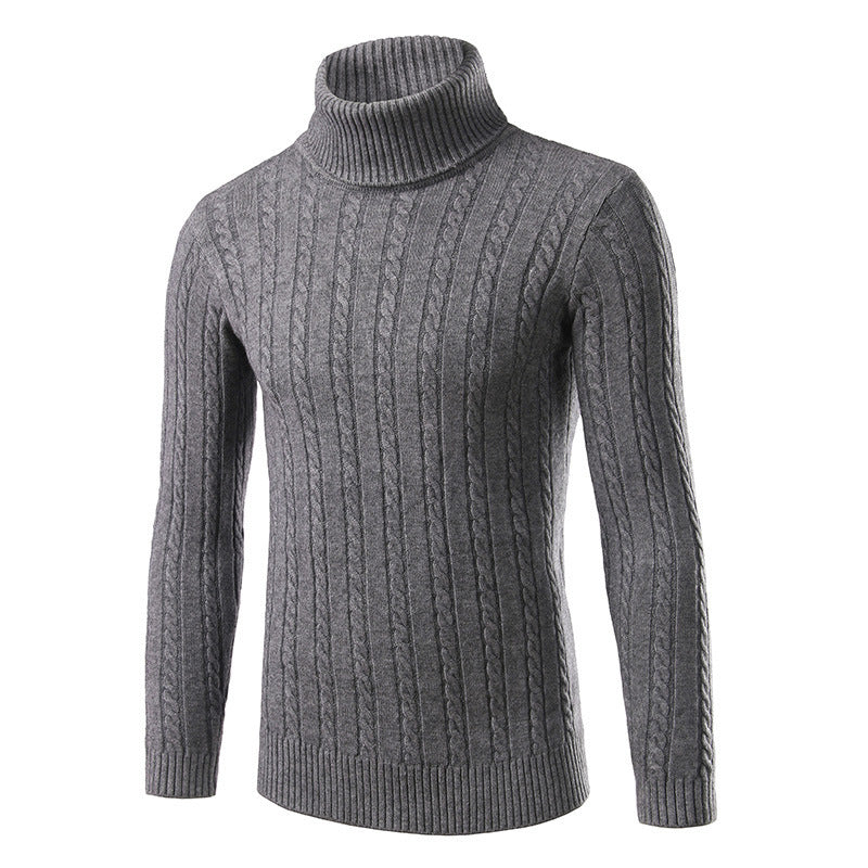 Herren stilvoller Rollkragenpullover mit Zopfmuster EB
