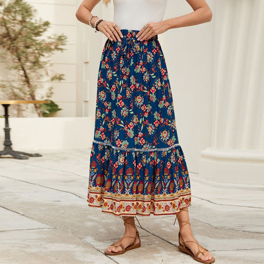 Damen Maxi-Rock mit verspieltem Blumenmuster EB